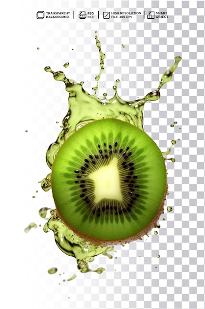 PSD remolino de salpicaduras de kiwi verde psd de alta resolución con fondo claro