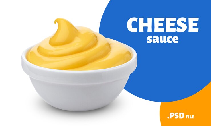 PSD remolino de salsa de queso aislado sobre fondo blanco.
