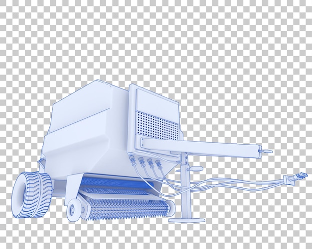 Remolque agrícola en la ilustración de renderizado 3d de fondo transparente