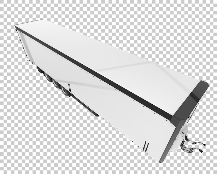 PSD remolque de camión aislado sobre fondo transparente ilustración de renderizado 3d