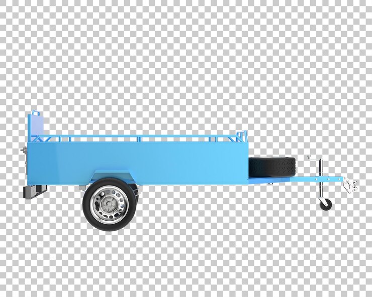 PSD remolque de coche aislado en la ilustración de renderizado 3d de fondo transparente