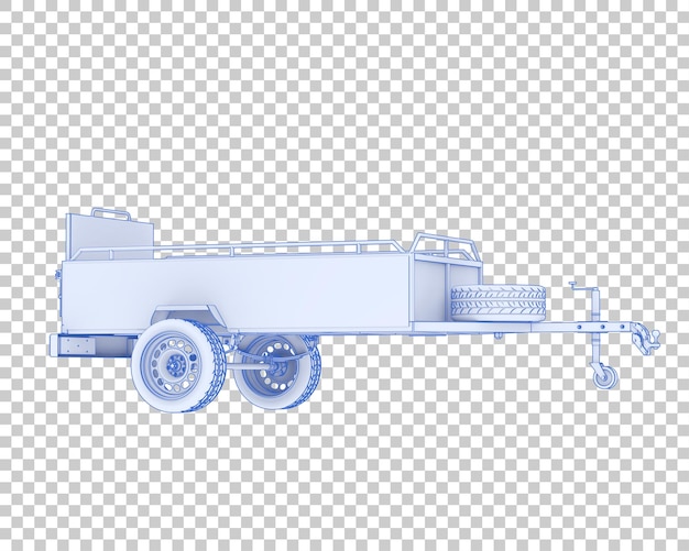 Remolque de coche aislado en la ilustración de renderizado 3d de fondo transparente