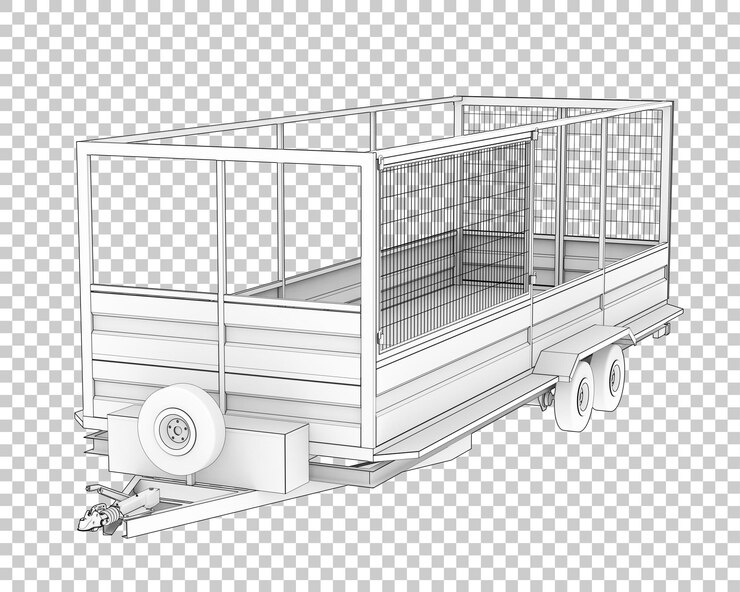 PSD remolque de jaula en ilustración de renderizado 3d de fondo transparente
