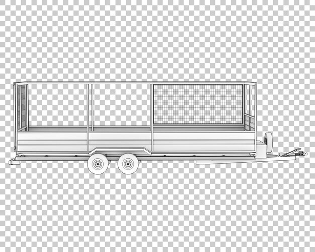 Remolque de jaula en ilustración de renderizado 3d de fondo transparente