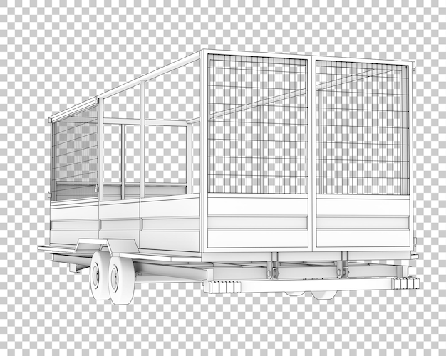 PSD remolque de jaula en ilustración de renderizado 3d de fondo transparente