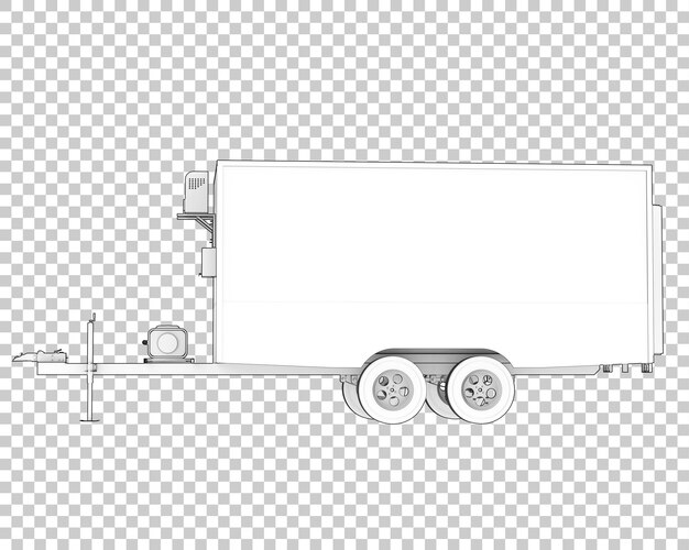 PSD remolque refrigerado sobre fondo transparente ilustración de renderizado 3d