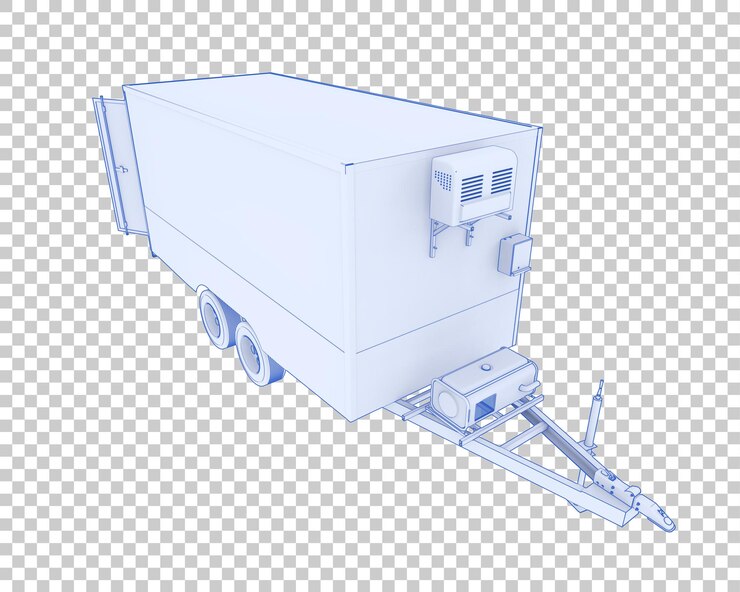 PSD remolque refrigerado sobre fondo transparente ilustración de renderizado 3d