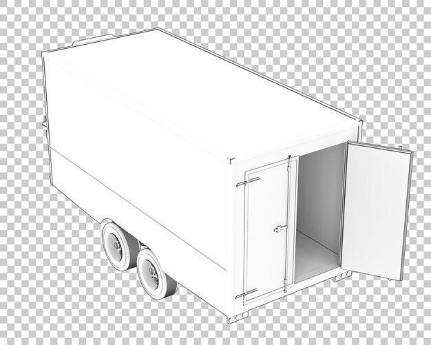 Remolque refrigerado sobre fondo transparente Ilustración de renderizado 3d