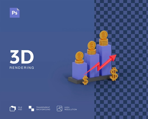 Renda de lucro de ilustração 3d