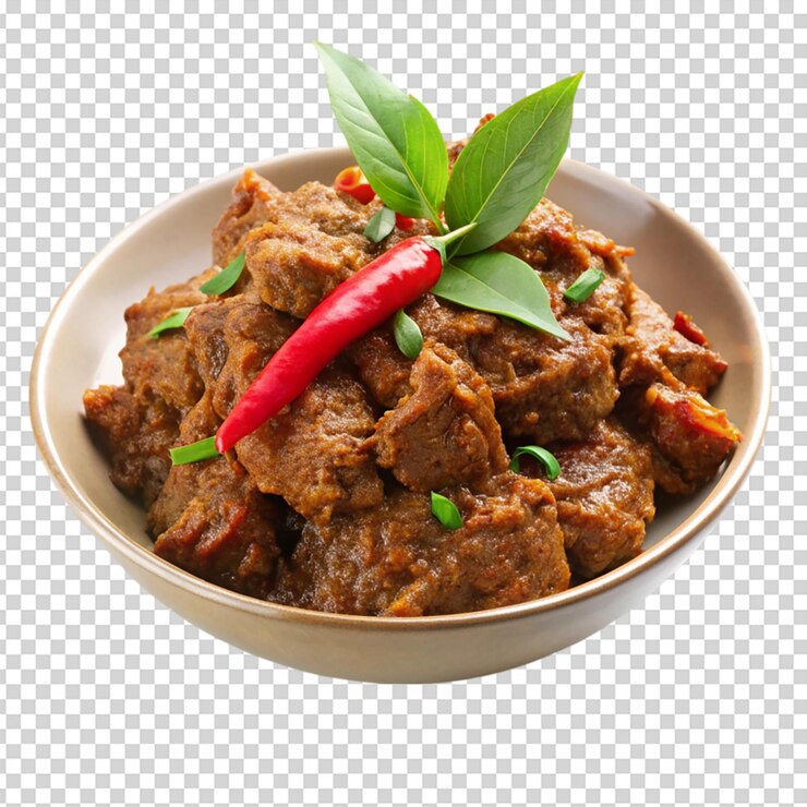 PSD rendang aislado sobre un fondo blanco