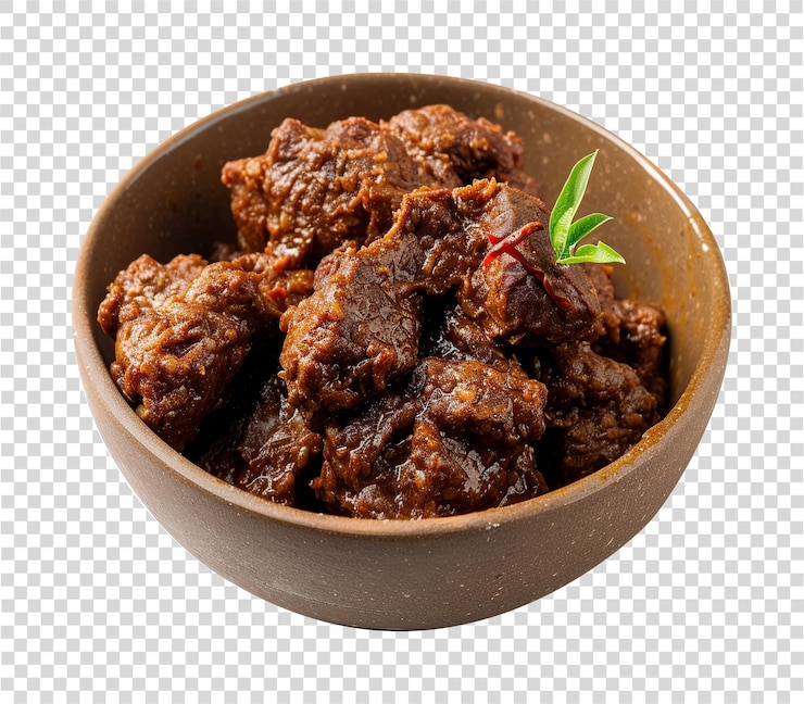 PSD rendang en un fondo transparente