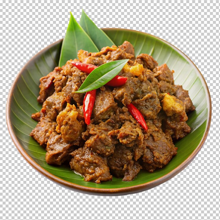 PSD rendang en un fondo transparente