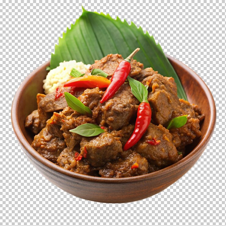 PSD rendang en un fondo transparente