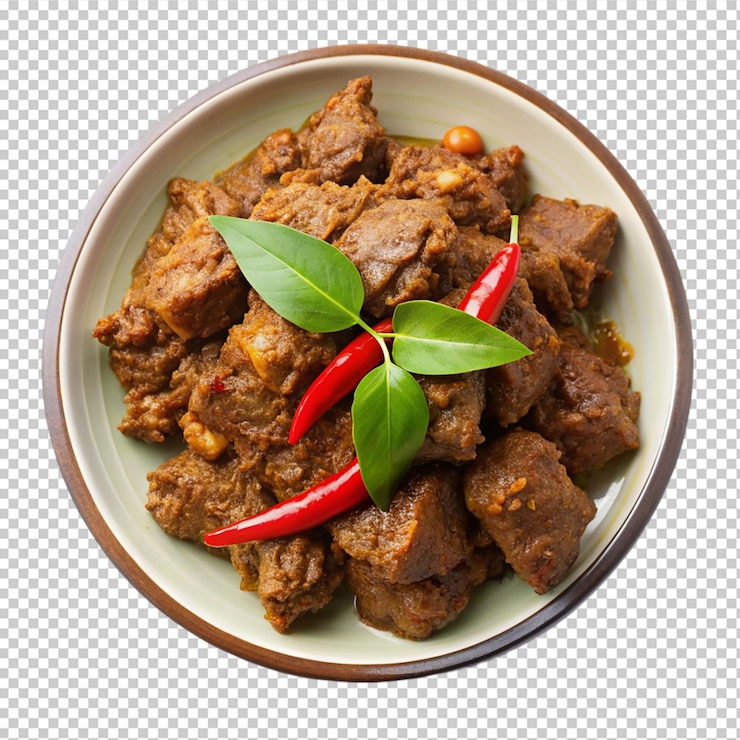 PSD rendang en un fondo transparente