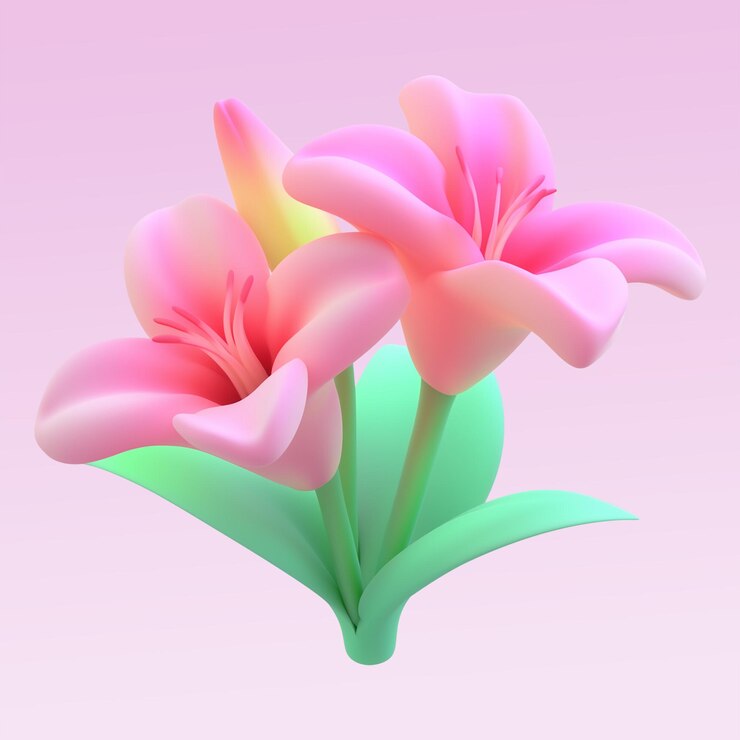 PSD rendent un bouquet de lis roses sur un fond transparent