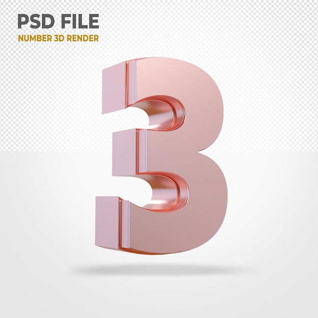 Render 3D de 3 números