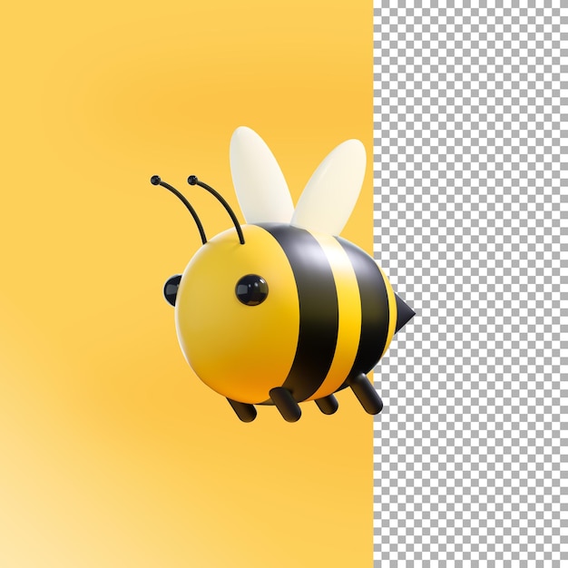 PSD render 3d de abeja linda