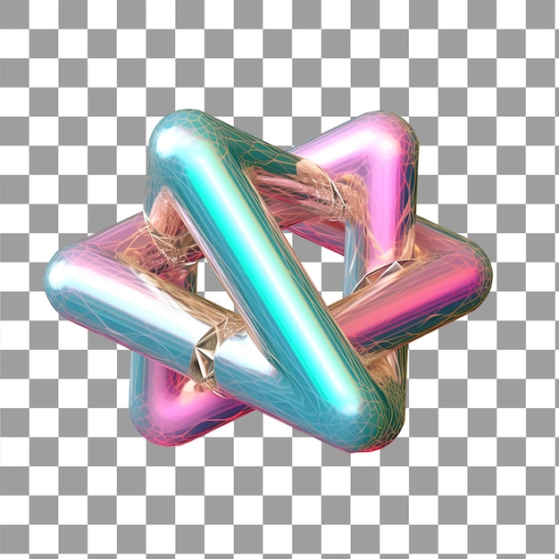 PSD render 3d abstract formas holograficas orgánica con efecto cromo