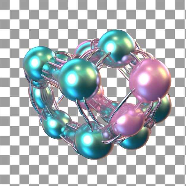 PSD render 3d abstract formas holograficas orgánica con efecto cromo