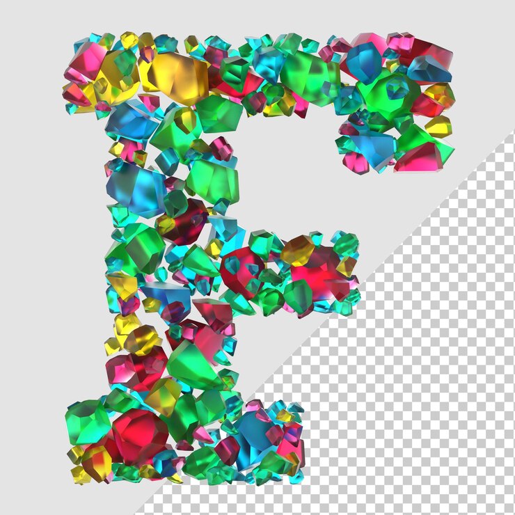 PSD render 3d aislado diamante letra f