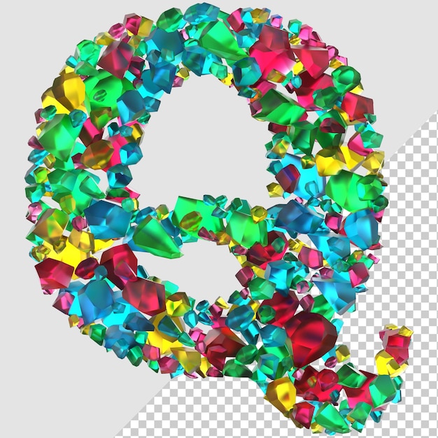 Render 3d aislado diamante letra q