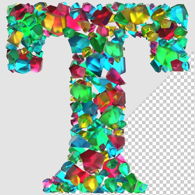 PSD render 3d aislado diamante letra t