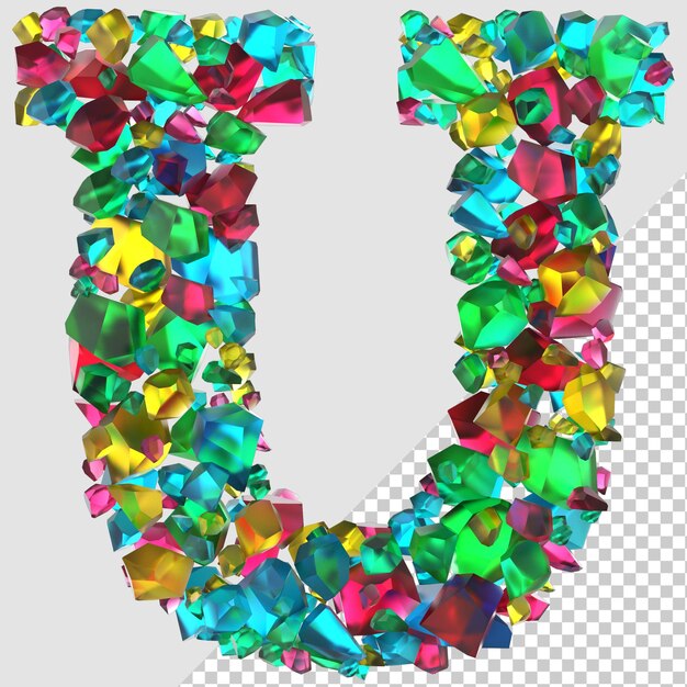 Render 3d aislado diamante letra u