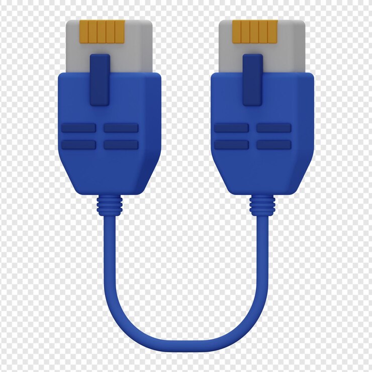 PSD render 3d aislado de icono de cable ethernet psd
