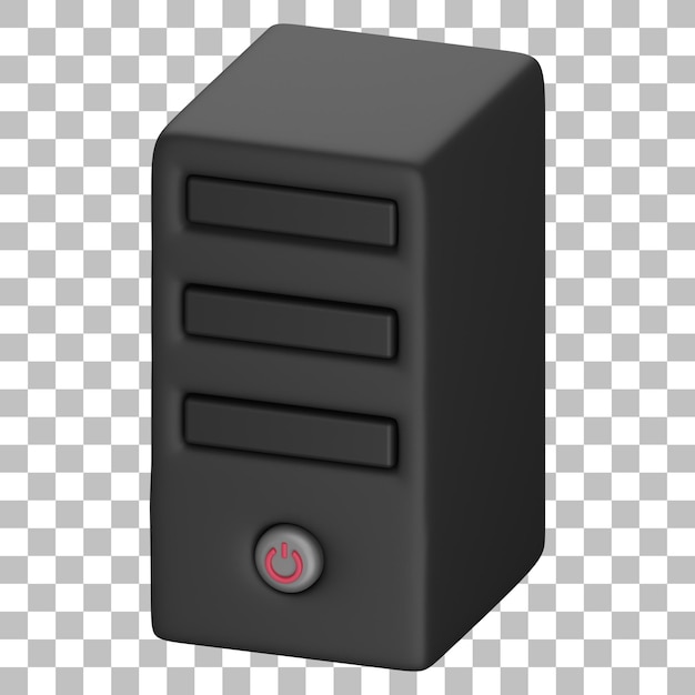 PSD render 3d aislado del icono de la computadora cpu psd