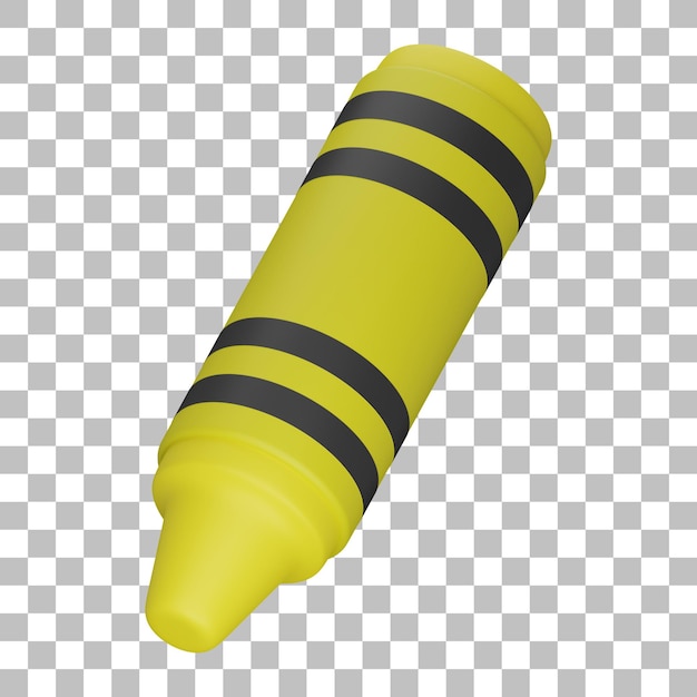 PSD render 3d aislado de icono de crayón amarillo psd