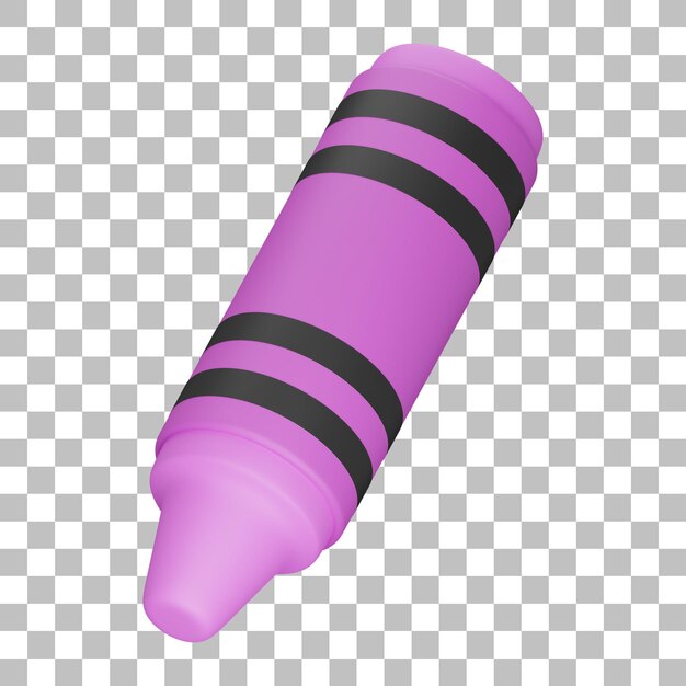 Render 3d aislado de icono de crayón rosa psd