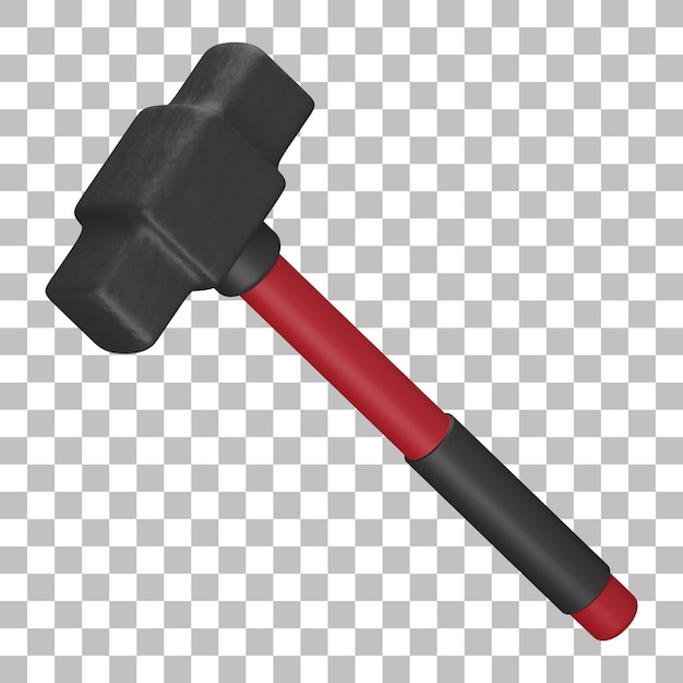 Render 3d aislado de icono de martillo largo psd