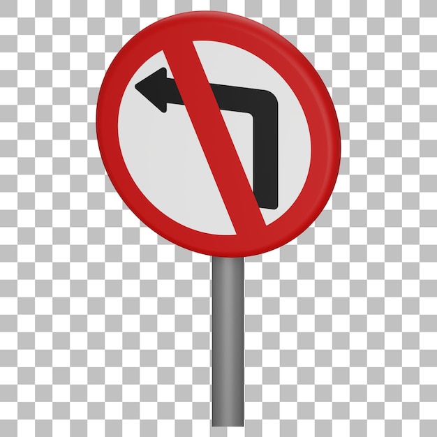 Render 3d aislado de icono de signo de no girar a la izquierda psd