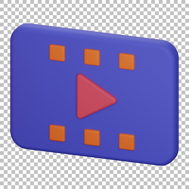 Render 3d aislado de icono de video psd