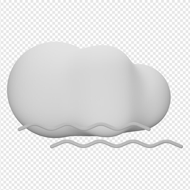 Render 3d aislado de icono de viento y nube psd