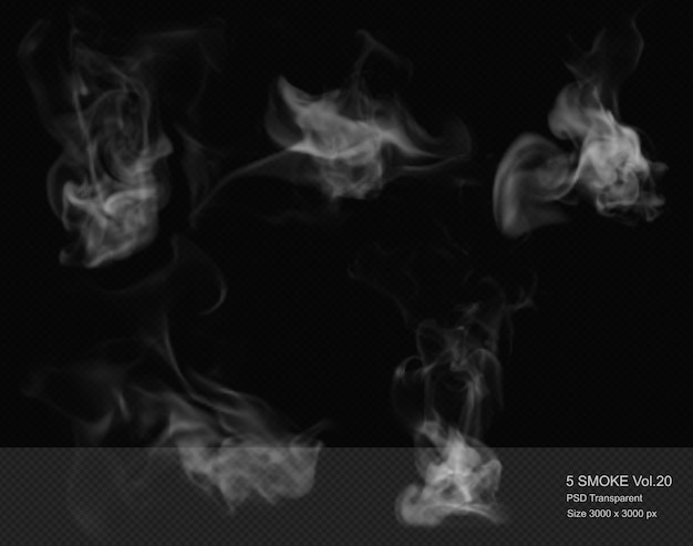 Render 3d aislado de vapor y humo