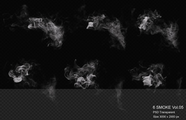 Render 3d aislado de vapor y humo