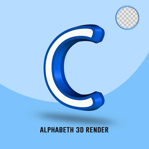 Render 3D Alfabeto color azul blanco