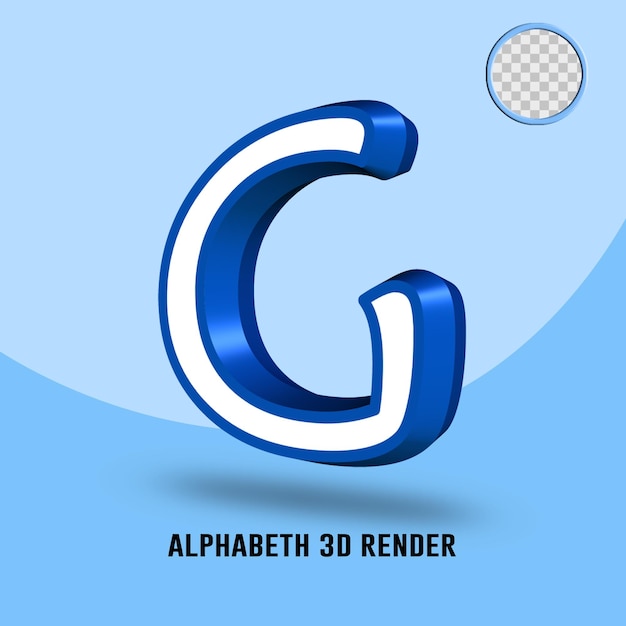 Render 3D Alfabeto color azul blanco