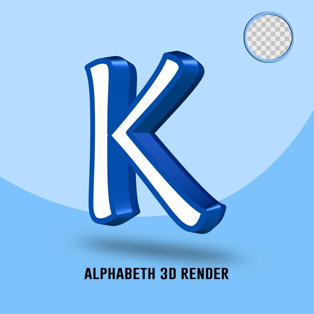 Render 3D Alfabeto color azul blanco