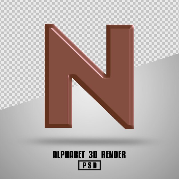 Render 3D Alfabeto color cobre