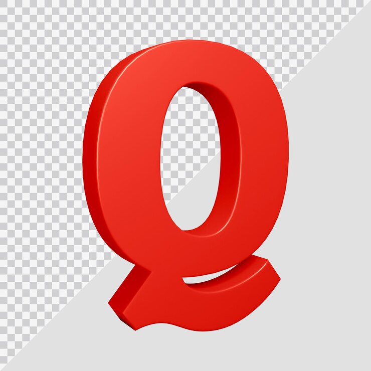 PSD render 3d del alfabeto letra q