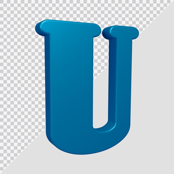 PSD render 3d del alfabeto letra u