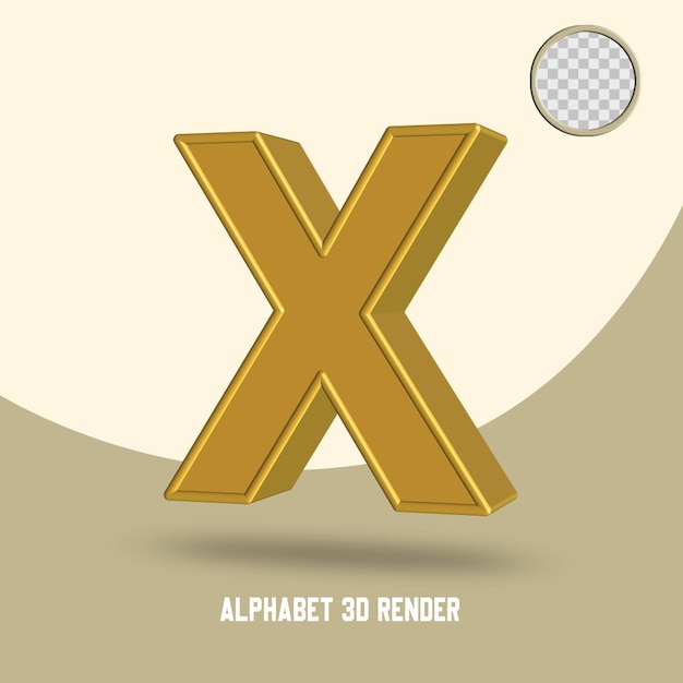 Render 3D Alfabeto X estilo dorado