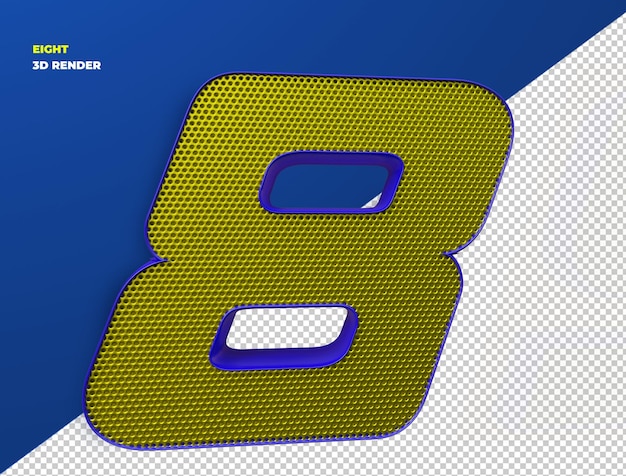 RENDER 3D AMARILLO Y AZUL NÚMERO 8