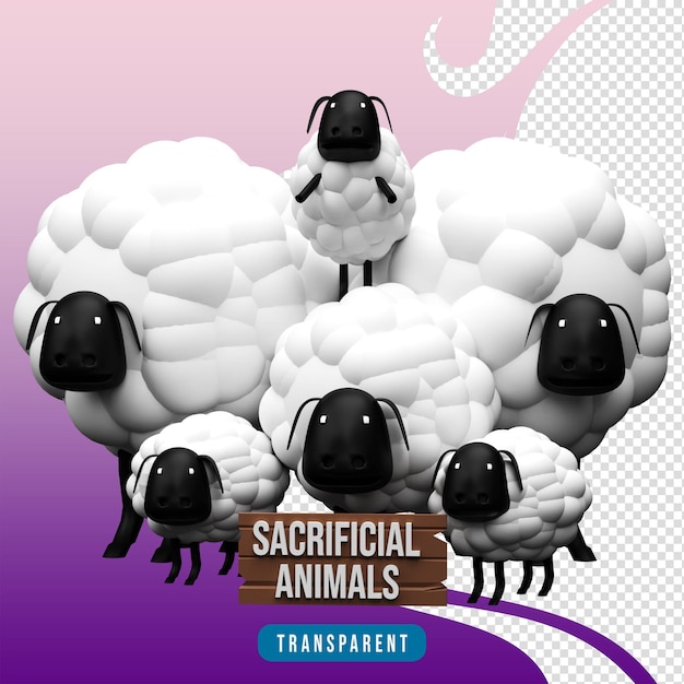 PSD render 3d de animales de sacrificio de ovejas