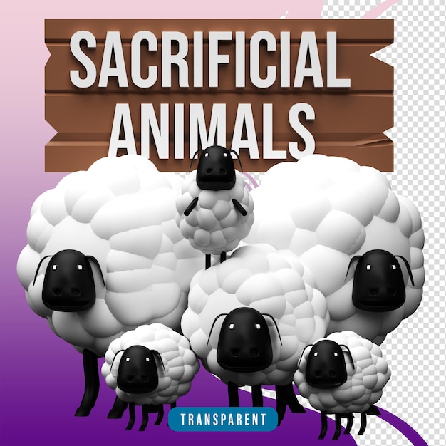 PSD render 3d de animales de sacrificio de ovejas