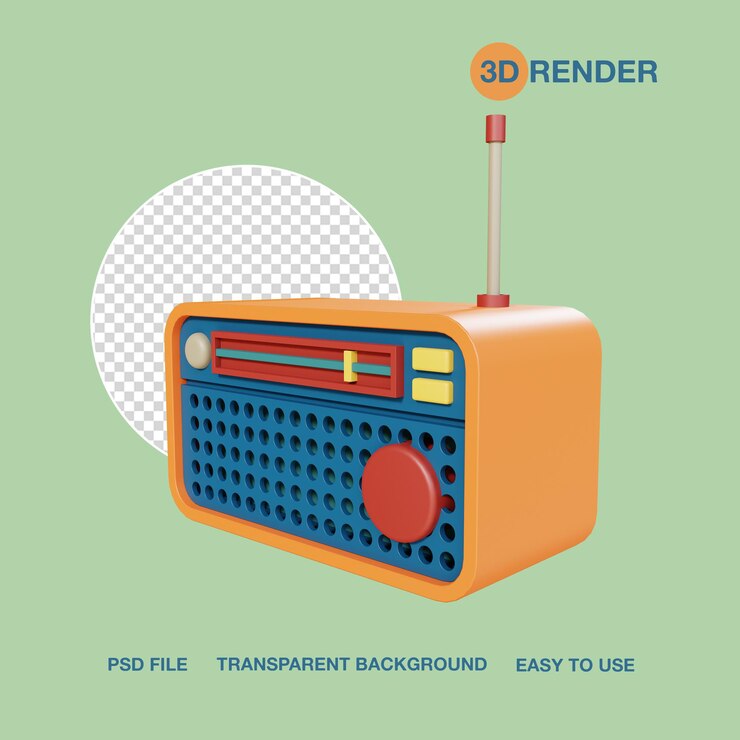 Render 3D Aparato Radio PSD