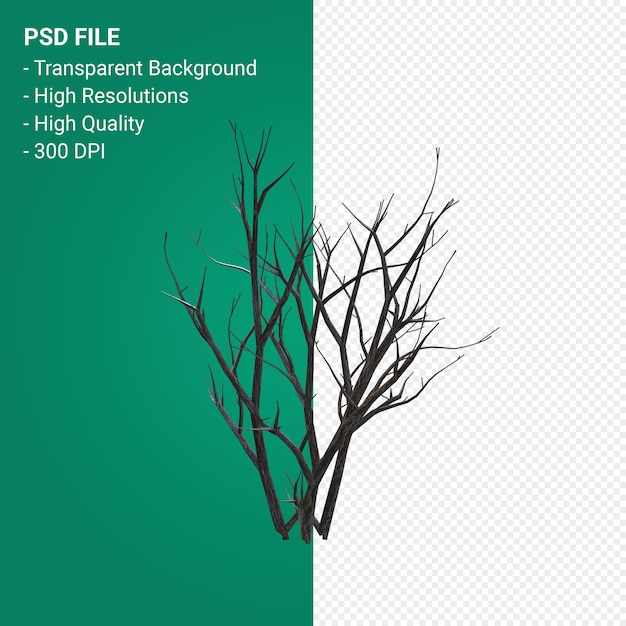 Render 3d de árbol muerto aislado