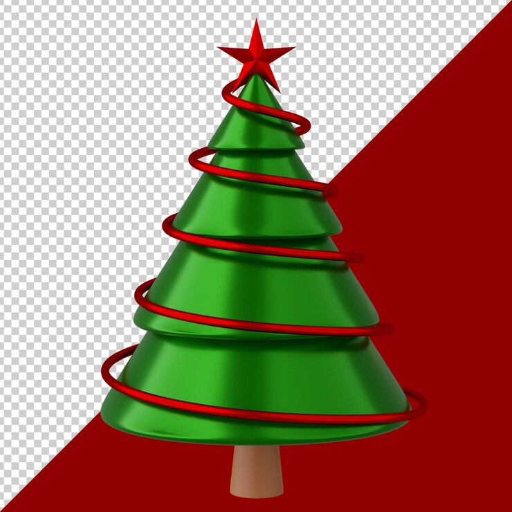 PSD render 3d de árbol de navidad aislado